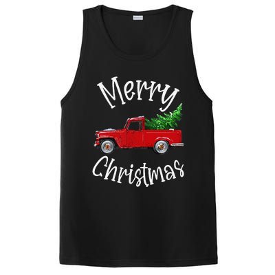 Red Vintage Wagon Tree Vacation Gift Red Truck Christmas PosiCharge Competitor Tank