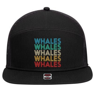 Retro Vintage Whale 7 Panel Mesh Trucker Snapback Hat