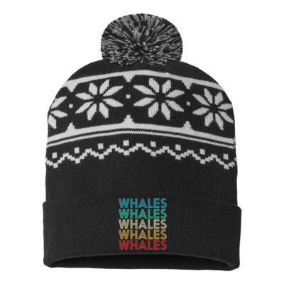 Retro Vintage Whale USA-Made Snowflake Beanie