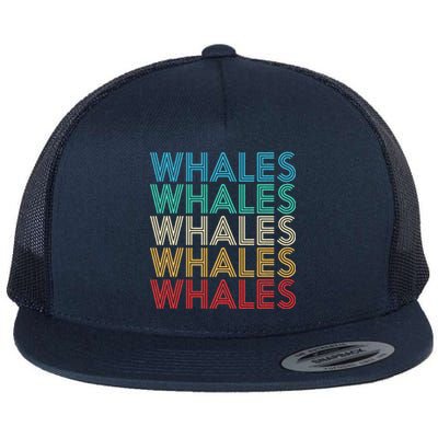 Retro Vintage Whale Flat Bill Trucker Hat