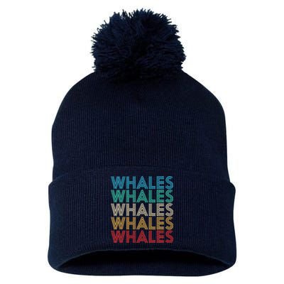 Retro Vintage Whale Pom Pom 12in Knit Beanie