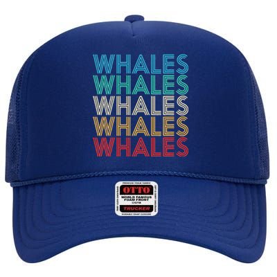 Retro Vintage Whale High Crown Mesh Back Trucker Hat