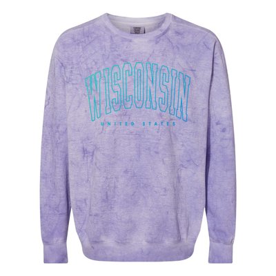 Retro Vintage Wisconsin United States Souvenir Meaningful Gift Colorblast Crewneck Sweatshirt