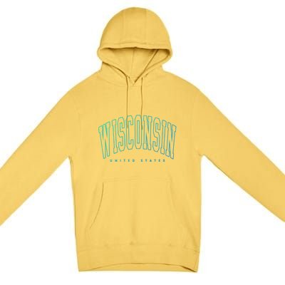 Retro Vintage Wisconsin United States Souvenir Meaningful Gift Premium Pullover Hoodie