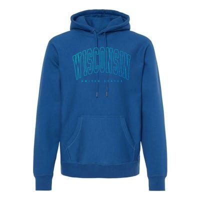 Retro Vintage Wisconsin United States Souvenir Meaningful Gift Premium Hoodie