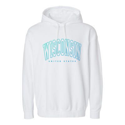 Retro Vintage Wisconsin United States Souvenir Meaningful Gift Garment-Dyed Fleece Hoodie