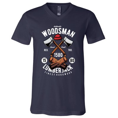 Retro Vintage Woodsman V-Neck T-Shirt