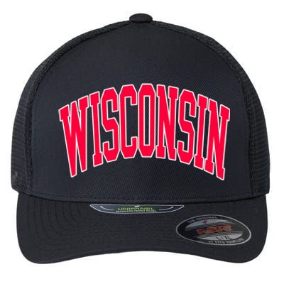 Retro Vintage Wisconsin State Distressed Souvenir Flexfit Unipanel Trucker Cap