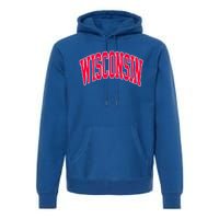 Retro Vintage Wisconsin State Distressed Souvenir Premium Hoodie