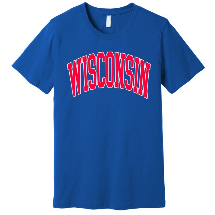 Retro Vintage Wisconsin State Distressed Souvenir Premium T-Shirt