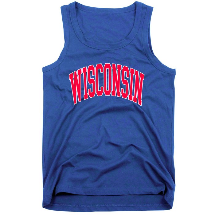 Retro Vintage Wisconsin State Distressed Souvenir Tank Top