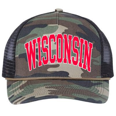 Retro Vintage Wisconsin State Distressed Souvenir Retro Rope Trucker Hat Cap