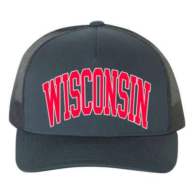 Retro Vintage Wisconsin State Distressed Souvenir Yupoong Adult 5-Panel Trucker Hat