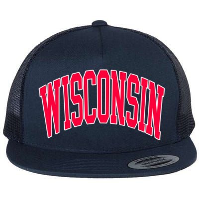 Retro Vintage Wisconsin State Distressed Souvenir Flat Bill Trucker Hat