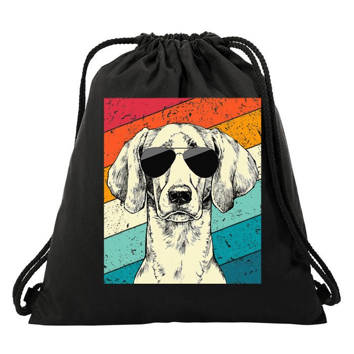 Retro Vintage Weimaraner With Sunglasses Dog Lovers Drawstring Bag