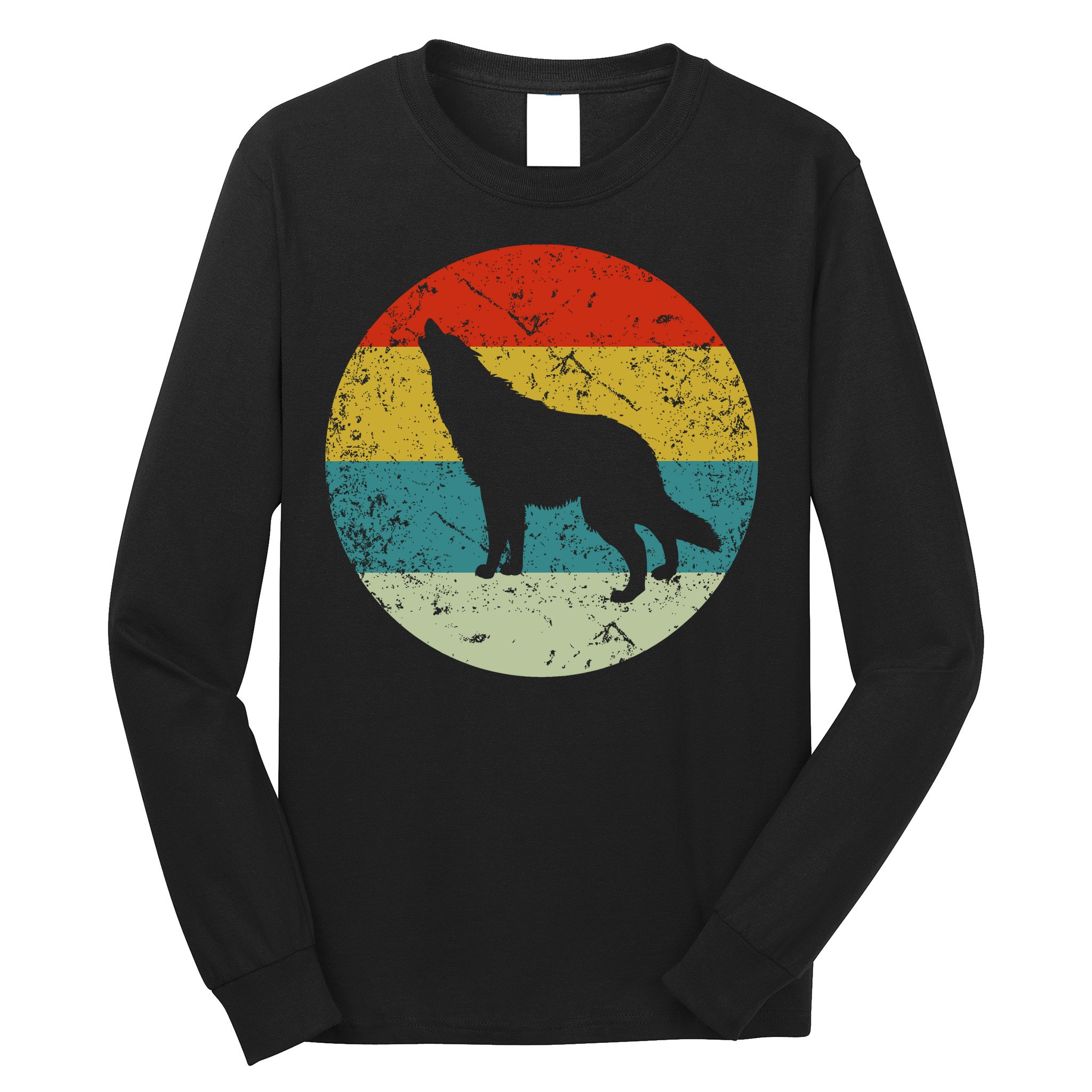 Retro Vintage Wolf Long Sleeve Shirt
