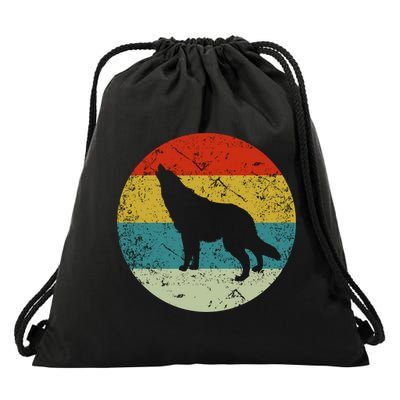 Retro Vintage Wolf Drawstring Bag