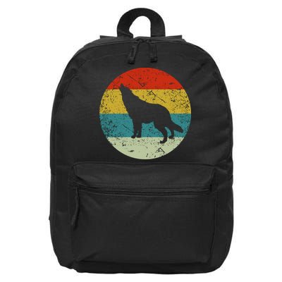 Retro Vintage Wolf 16 in Basic Backpack