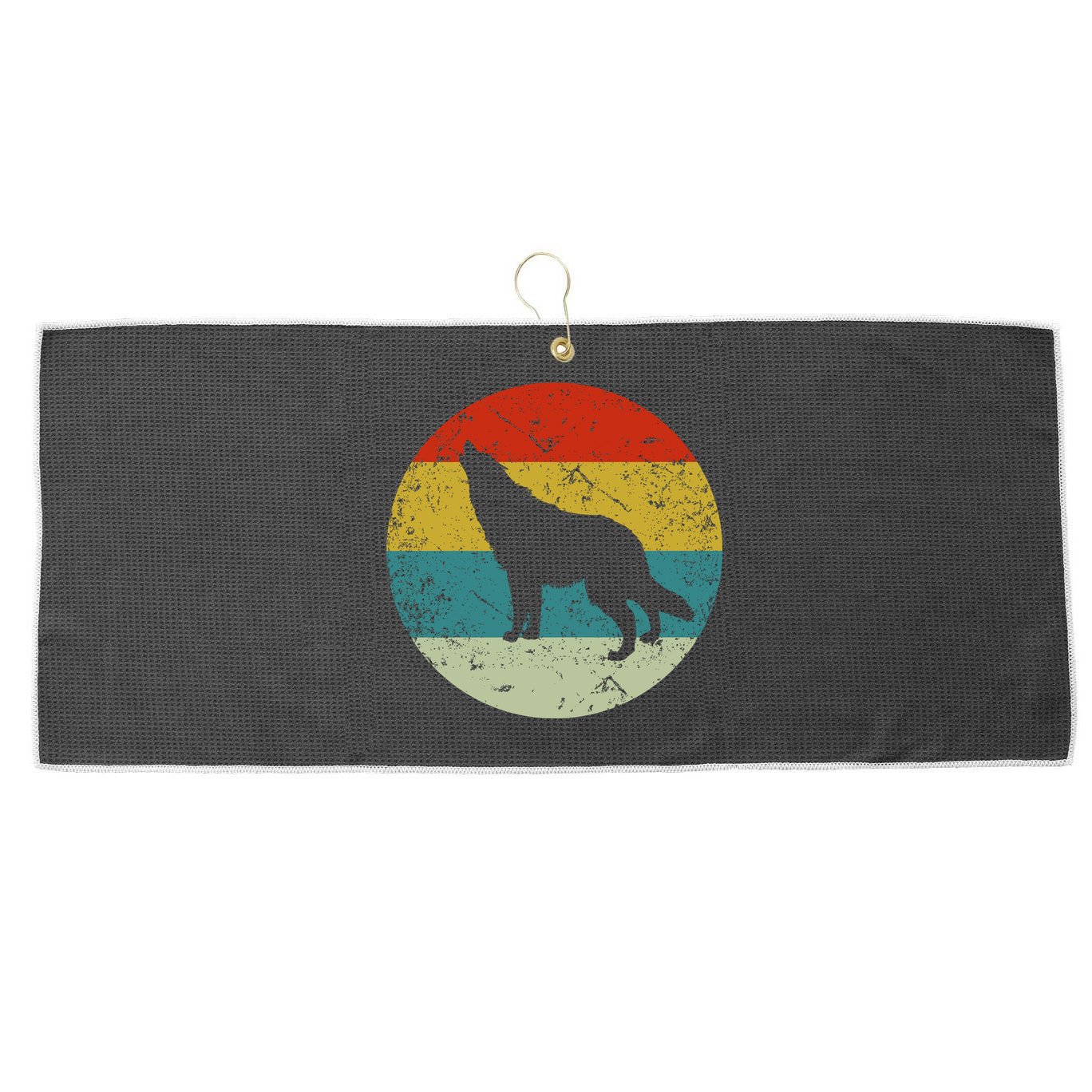 Retro Vintage Wolf Large Microfiber Waffle Golf Towel