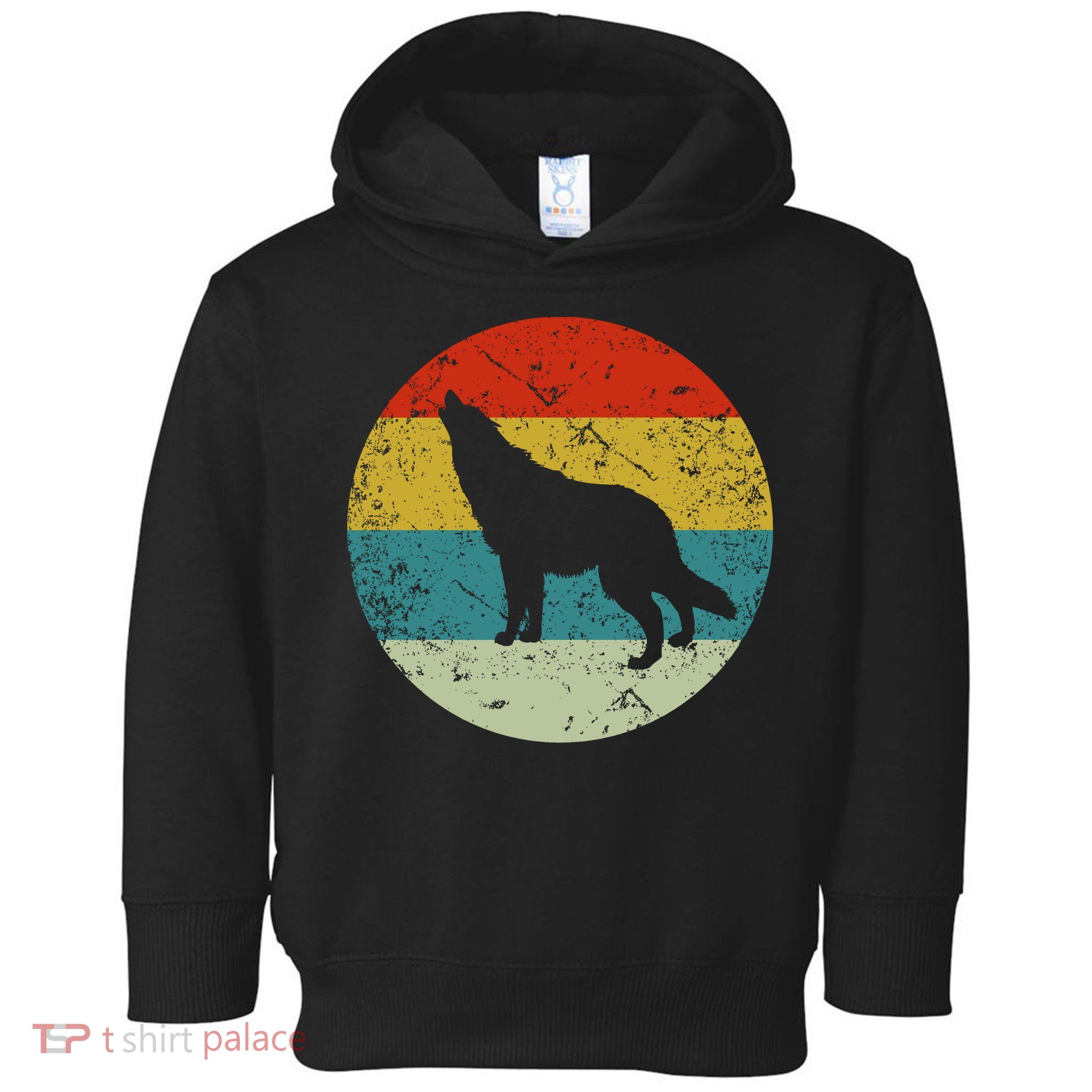 Retro Vintage Wolf Toddler Hoodie