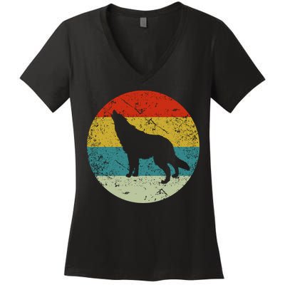 Retro Vintage Wolf Women's V-Neck T-Shirt