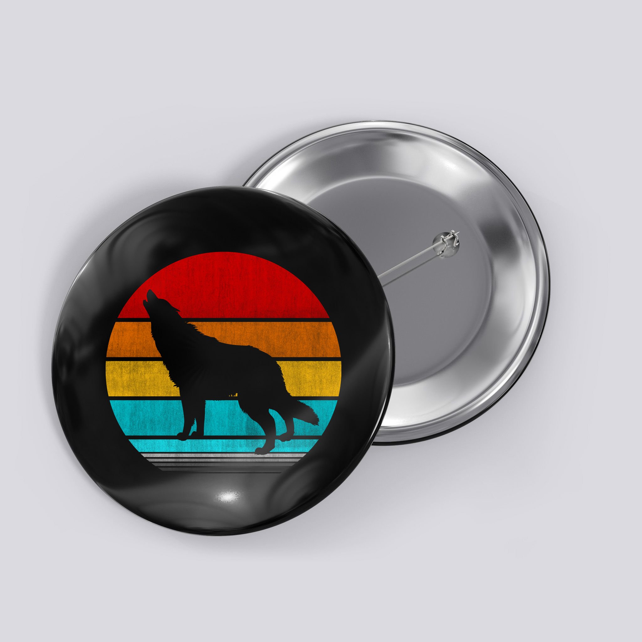 Retro Vintage Wolf Button