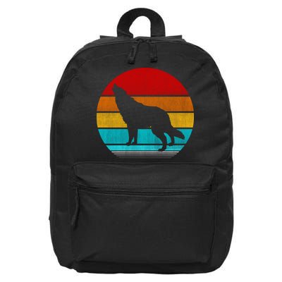 Retro Vintage Wolf 16 in Basic Backpack