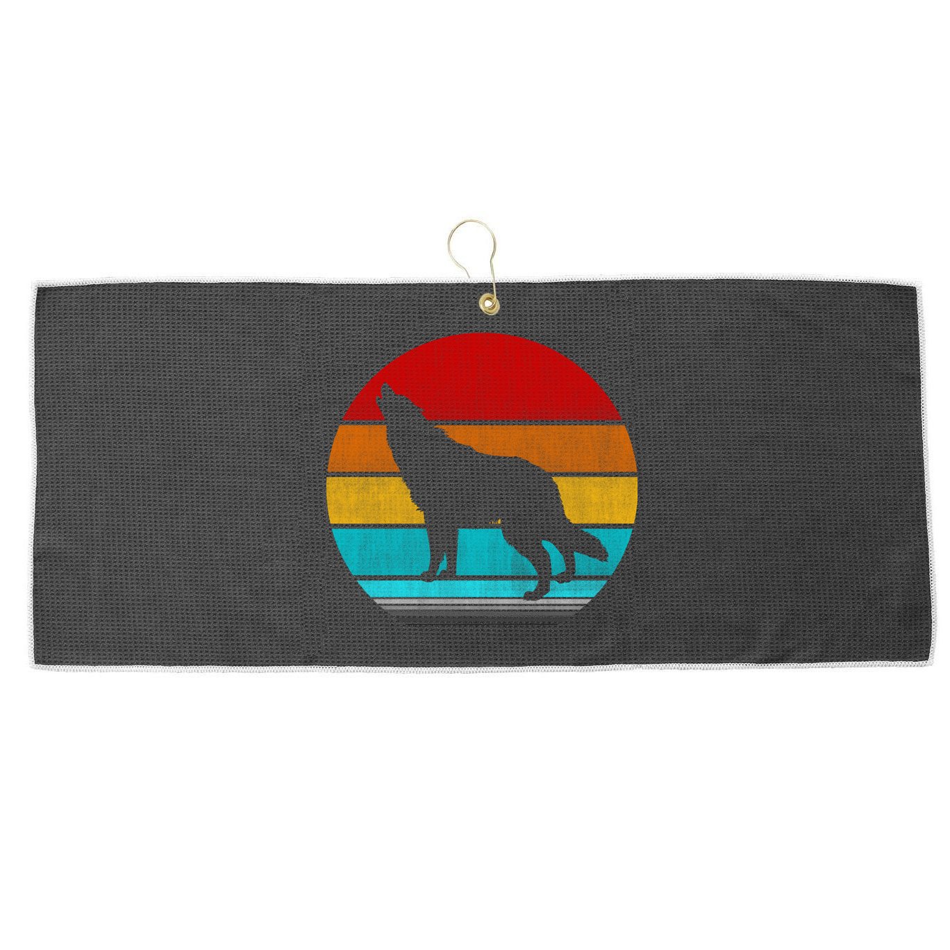 Retro Vintage Wolf Large Microfiber Waffle Golf Towel