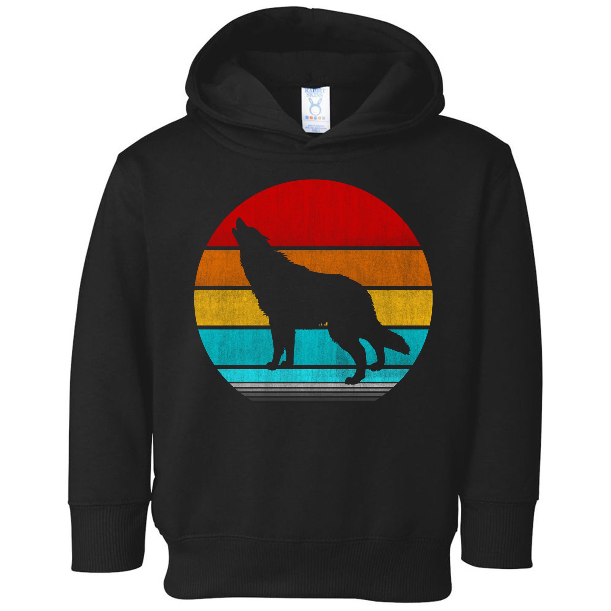 Retro Vintage Wolf Toddler Hoodie