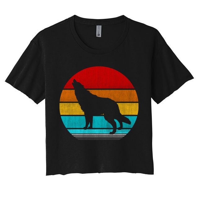 Retro Vintage Wolf Crop Top