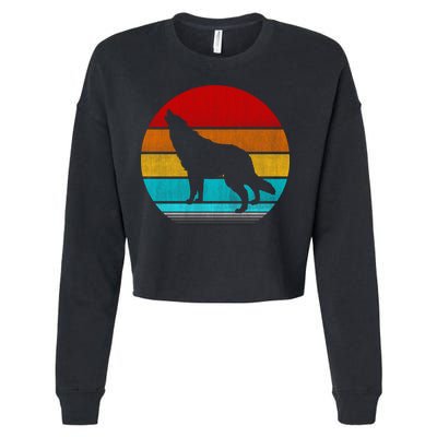 Retro Vintage Wolf Cropped Pullover Crew