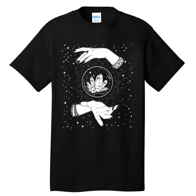 Retro Vintage Witchy Crystal Ball Witch Hands & Star Blacks Tall T-Shirt