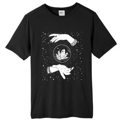 Retro Vintage Witchy Crystal Ball Witch Hands & Star Blacks Tall Fusion ChromaSoft Performance T-Shirt