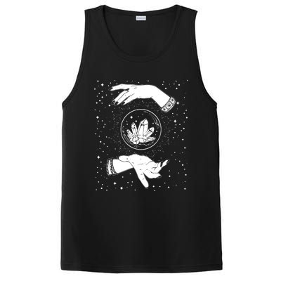 Retro Vintage Witchy Crystal Ball Witch Hands & Star Blacks PosiCharge Competitor Tank