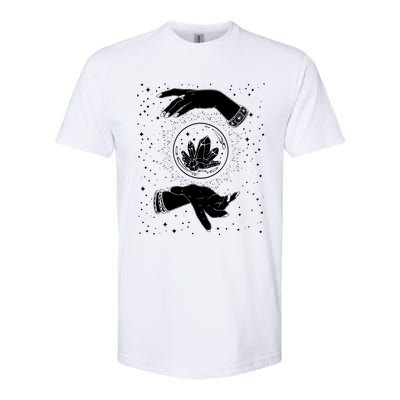 Retro Vintage Witchy Crystal Ball Witch Hands & Star Blacks Softstyle® CVC T-Shirt