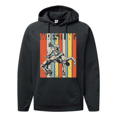 Retro Vintage Wrestling Player Gifts  Performance Fleece Hoodie