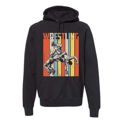 Retro Vintage Wrestling Player Gifts  Premium Hoodie