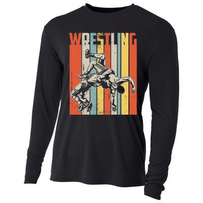 Retro Vintage Wrestling Player Gifts  Cooling Performance Long Sleeve Crew