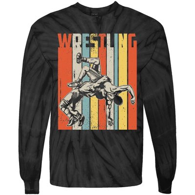 Retro Vintage Wrestling Player Gifts  Tie-Dye Long Sleeve Shirt