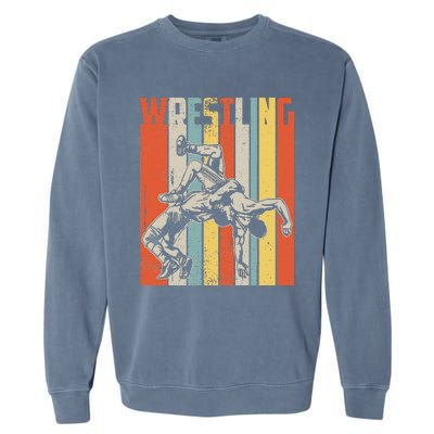 Retro Vintage Wrestling Player Gifts  Garment-Dyed Sweatshirt