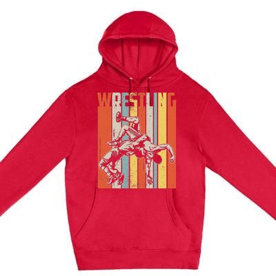 Retro Vintage Wrestling Player Gifts  Premium Pullover Hoodie