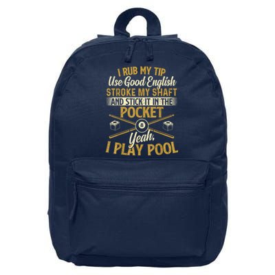 Retro Vintage Yeah I Play Pool Billiard Lover Pool Player Gift 16 in Basic Backpack