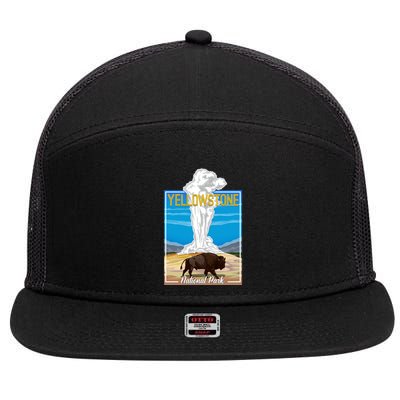 Retro Vintage Yellowstone National Park 7 Panel Mesh Trucker Snapback Hat
