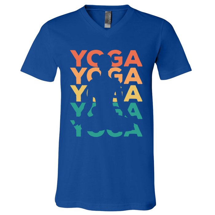 Retro Vintage Yoga Gift For Yogis Gift V-Neck T-Shirt