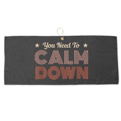 Retro Vintage You Need To Calm Down Funny Quotes Large Microfiber Waffle Golf Towel