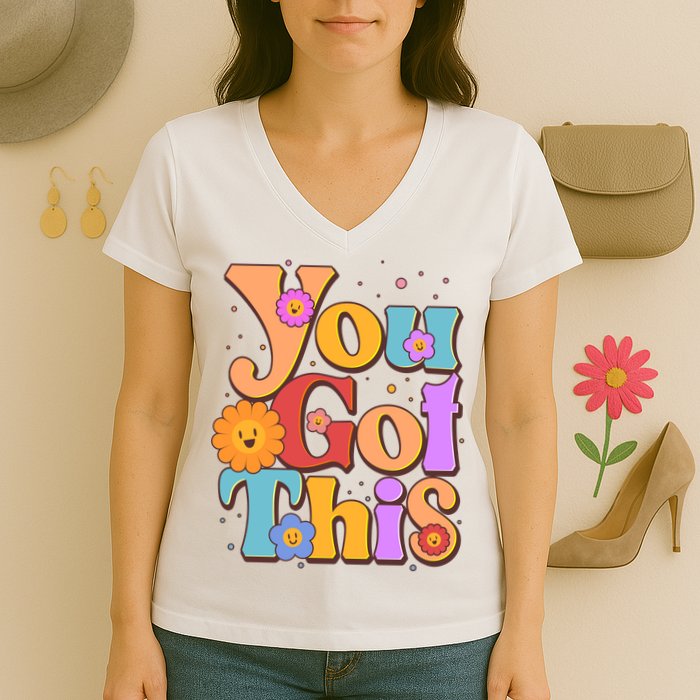 Retro Vintage You Got This Women's V-Neck T-Shirt