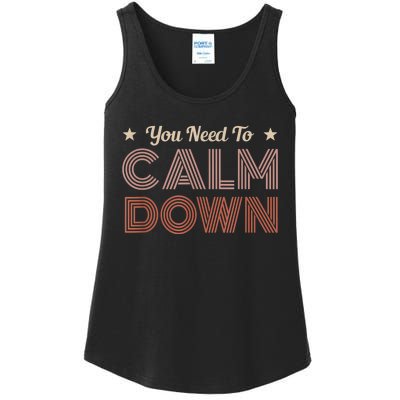 Retro Vintage You Need To Calm Down Funny Quotes Ladies Essential Tank