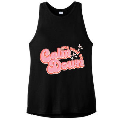 Retro Vintage You Need To Calm Down Ladies PosiCharge Tri-Blend Wicking Tank