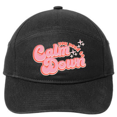 Retro Vintage You Need To Calm Down 7-Panel Snapback Hat