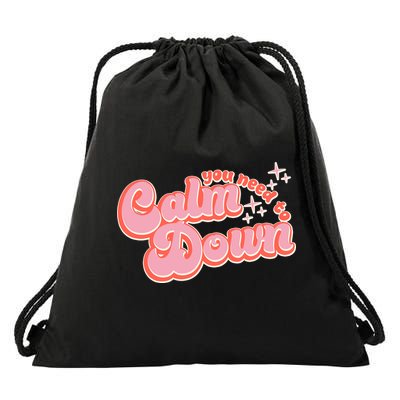 Retro Vintage You Need To Calm Down Drawstring Bag